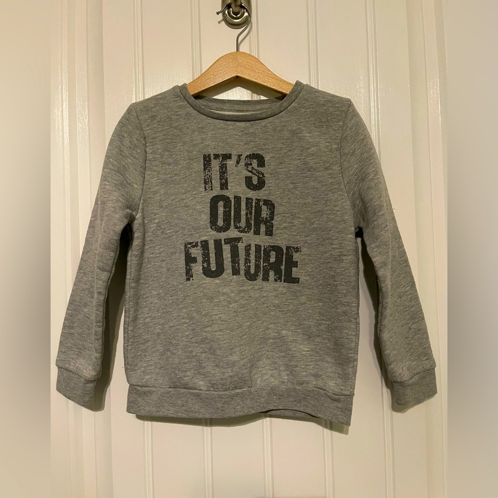 Kids Unisex Sweater - Size 5-6yrs - Gray with Black Font “It’s our Future”